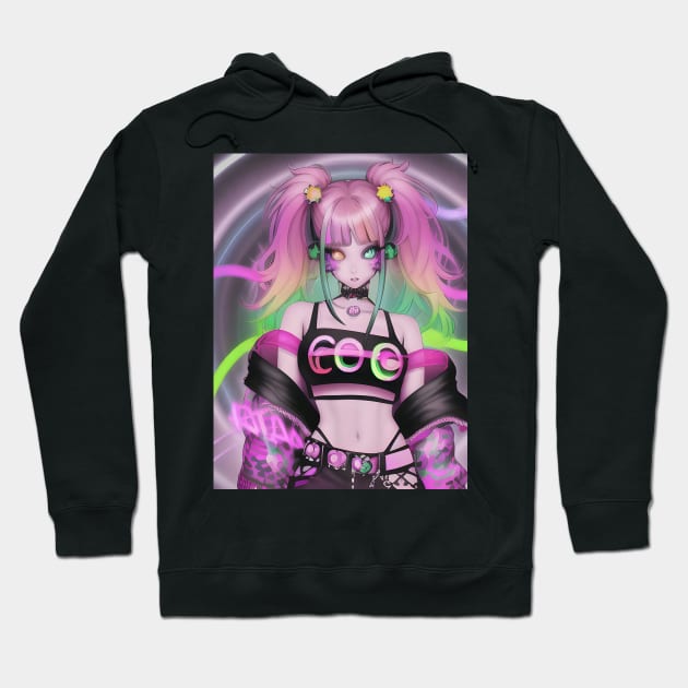 sexy yellow green  eyes manga fashion girl Hoodie by animegirlnft